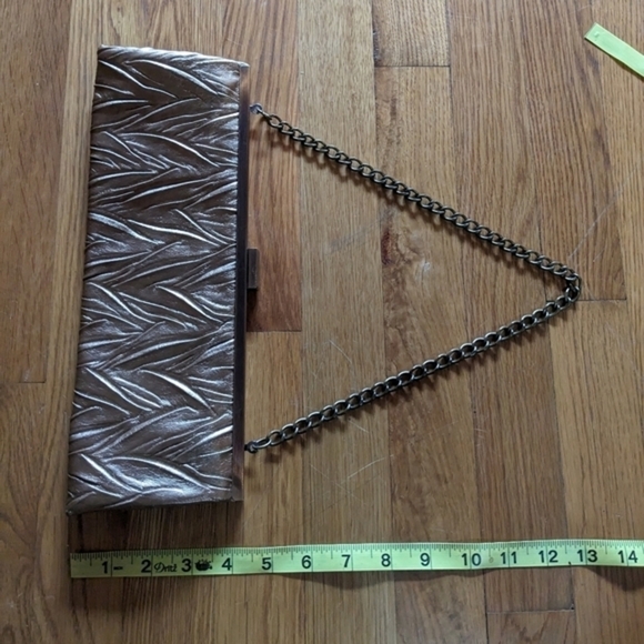 Vintage‎ Jessica McClintock Gold Clutch with Hideaway Chain - Picture 11 of 11